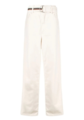 COUNTY OF MILAN Cross-embroidered belted trousers - White