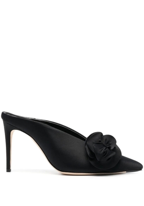 Victoria Beckham floral-applique satin mules - Black