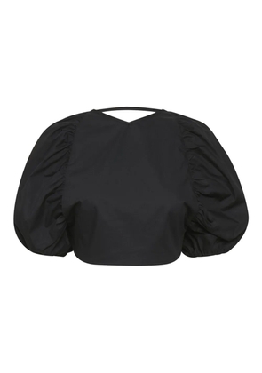 Gestuz Svala puff-sleeve lace-up blouse - Black