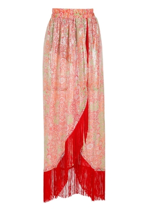 Olympiah paisley-print wrap fringe skirt - Red