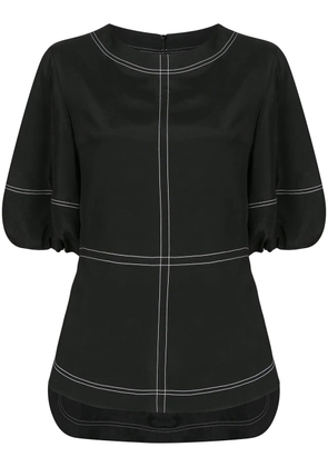 Goen.J topstitching puff-sleeves blouse - Black