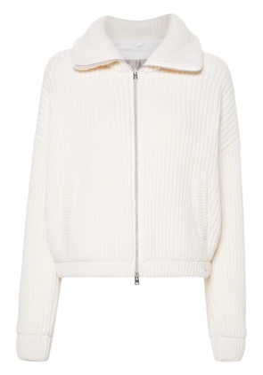 Herno wool zipped cardigan - White