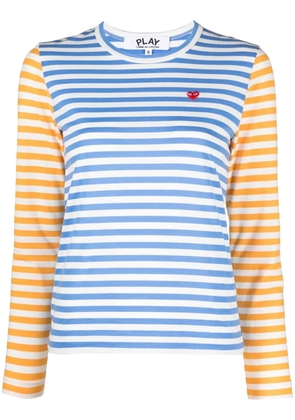 Comme Des Garçons Play logo-patch striped T-shirt - Blue
