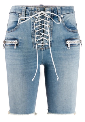 UNRAVEL PROJECT lace-up denim shorts - Blue