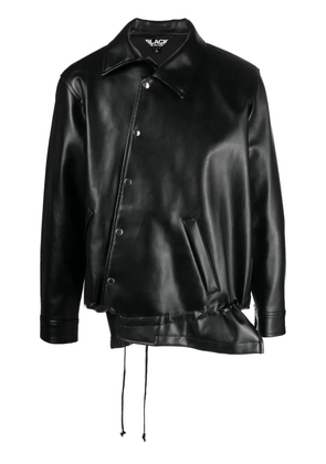 Black Comme Des Garçons asymmetric-hem artificial leather jacket
