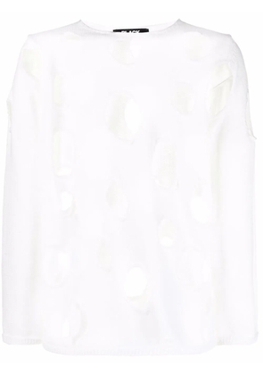 Black Comme Des Garçons cut-out hole jumper - White