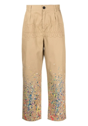 Haculla cotton paint-splatter trousers - Brown