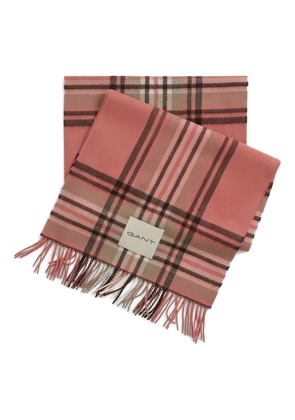 Gant check-pattern wool scarf - Pink
