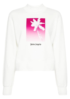 Palm Angels palm tree-print cotton sweatshirt - White