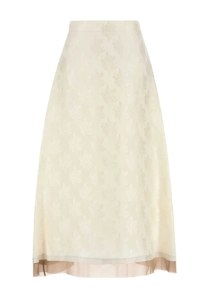 FENDI patterned-jacquard midi skirt - White