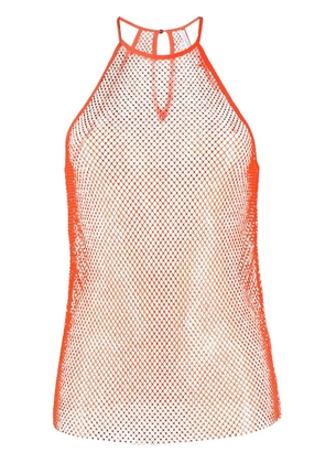 Patrizia Pepe rhinestone mesh crew-neck top - Orange
