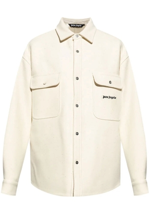 Palm Angels logo-embroidered shirt jacket - White
