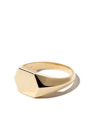 Lizzie Mandler Fine Jewelry 18kt yellow gold Hex Knife Edge signet ring