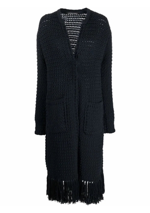 Antonino Valenti chunky-knit frayed-edge cardi-coat - Blue