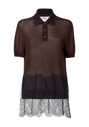 FENDI lace polo shirt - Brown