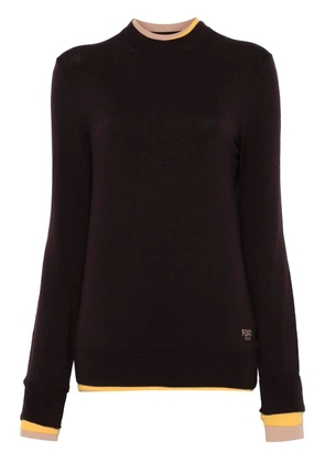 FENDI layered-trim sweater - Brown
