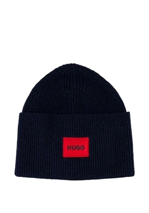 BOSS ribbed patch beanie - Blue