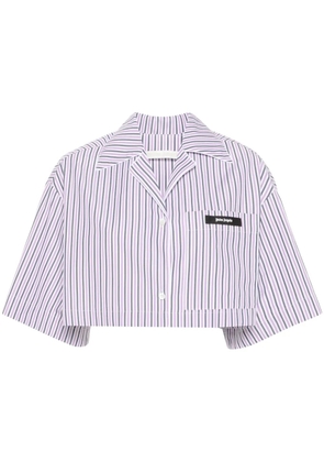 Palm Angels logo-tag cropped striped shirt - Purple