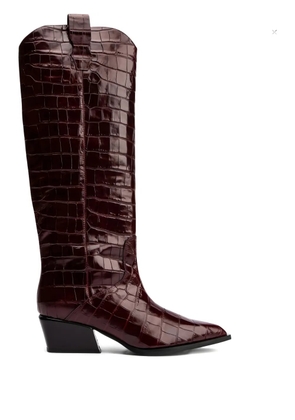 POEVE 50mm Macy crocodile-embossed boots - Red