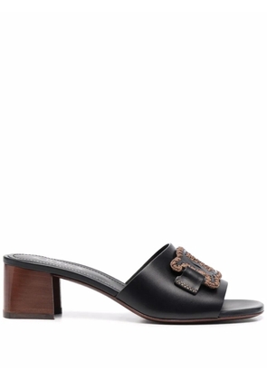 Tod's woven-logo heeled mules - Black