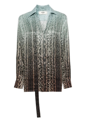 FENDI animal-print silk shirt - Blue