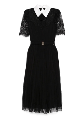 NISSA lace-detailed silk midi dress - Black