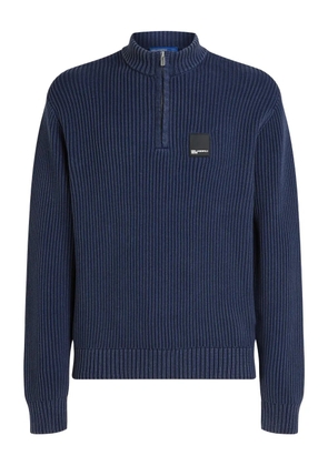 Karl Lagerfeld Jeans ribbed zip-neck sweater - Blue