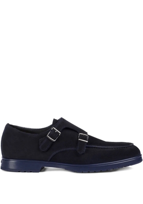 Doucal's suede double-buckle monk shoes - Blue