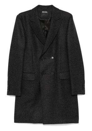Zegna mini-check coat - Black