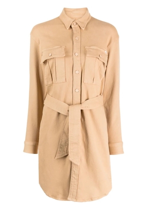 MOTHER The Cadet belted cotton-blend minidress - Brown