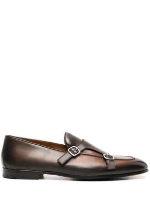 Doucal's faded-effect leather monk shoes - Brown