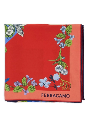 Ferragamo floral-print logo scarf - Red