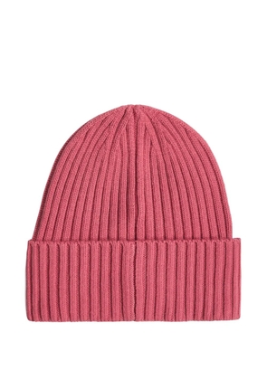 Karl Lagerfeld Jeans logo-patch ribbed beanie - Pink