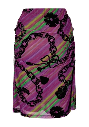 Chopova Lowena chain-print mesh skirt - Purple