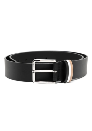 BOSS logo-engraved leather belt - Black