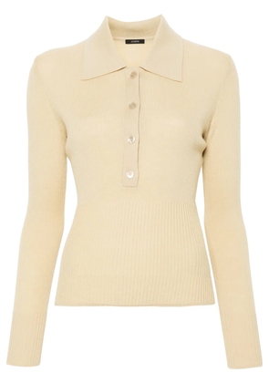 JOSEPH ribbed wool polo top - Neutrals