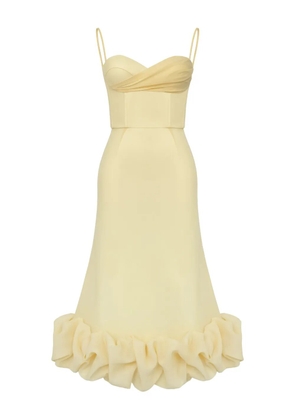 POST MERIDIEM draped-bodice flounced bustier dress - Yellow