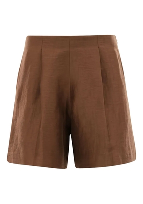 L'Agence pleated-front linen shorts - Brown
