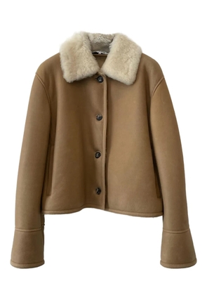 LOEWE shearling-collared buttoned jacket - Brown