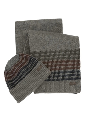 Barbour knitted scarf and beanie set - Grey