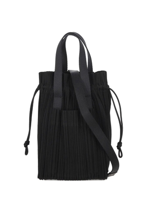Pleats Please Issey Miyake pleated drawstring tote bag - Black
