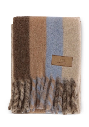 AMI Paris striped fringed scarf - Brown