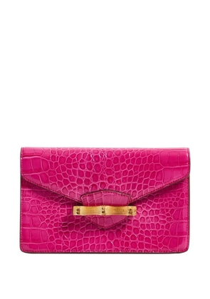Pamela Munson The Jackie croc-embossed clutch - Pink