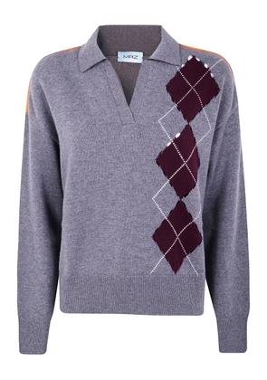 MRZ argyle-panel wool sweater - Grey