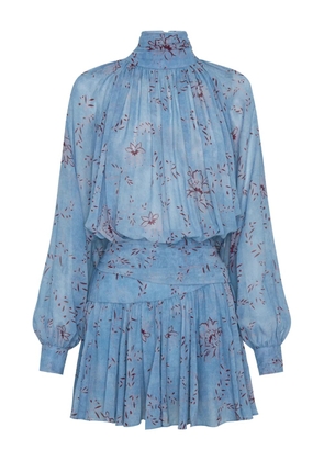 Nicholas floral-print high-neck mini dress - Blue