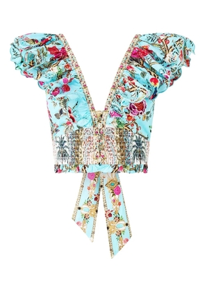 Camilla V-neck short-sleeve top - Blue