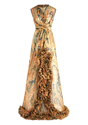 ETRO ruched-detailing printed silk maxi dress - Neutrals