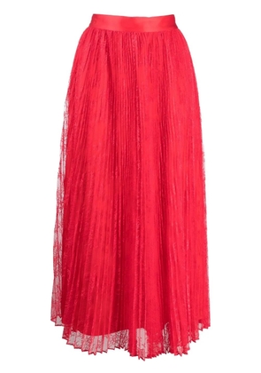TWINSET lace-trim pleated skirt - Red