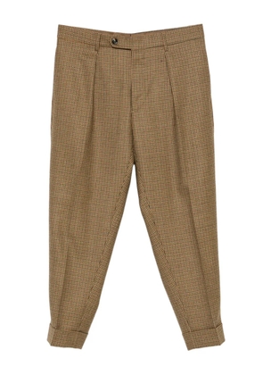 Berwich Chiaia pleated houndstooth trousers - Brown