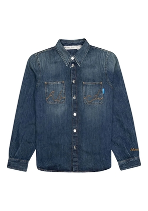 Advisory Board Crystals embroidered-pocket denim shirt - Blue
